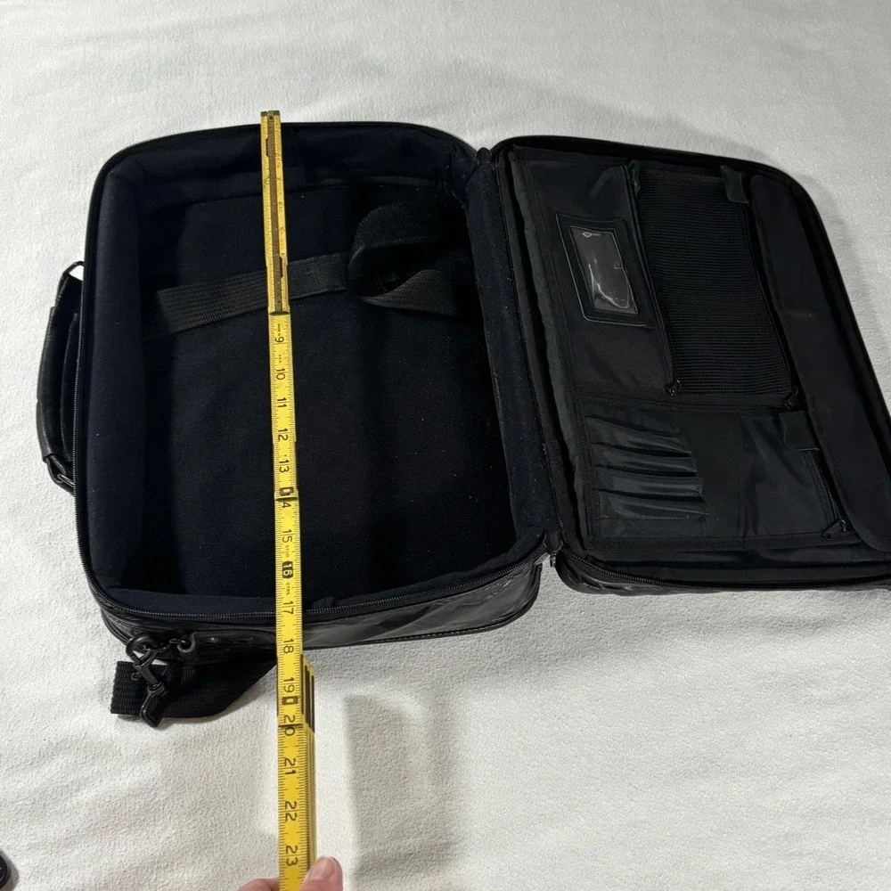 Dell Laptop Briefcase‎ Bag Mens Large Black Excellent Leather Multi-Compartment